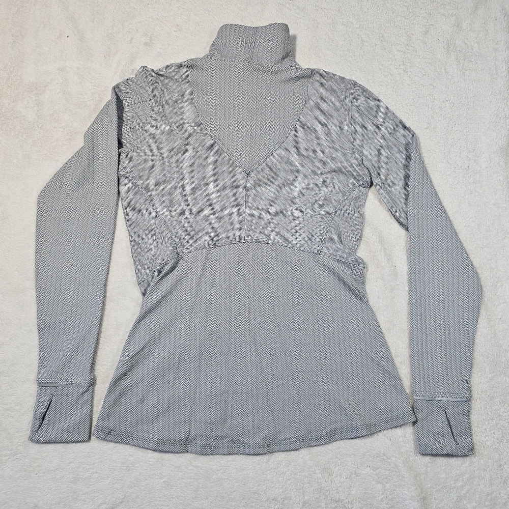 Lululemon Kanto Catch Me 1/2 Zip Heathered Herringbone Gray White LS Top Sz 8 - Picture 6 of 11